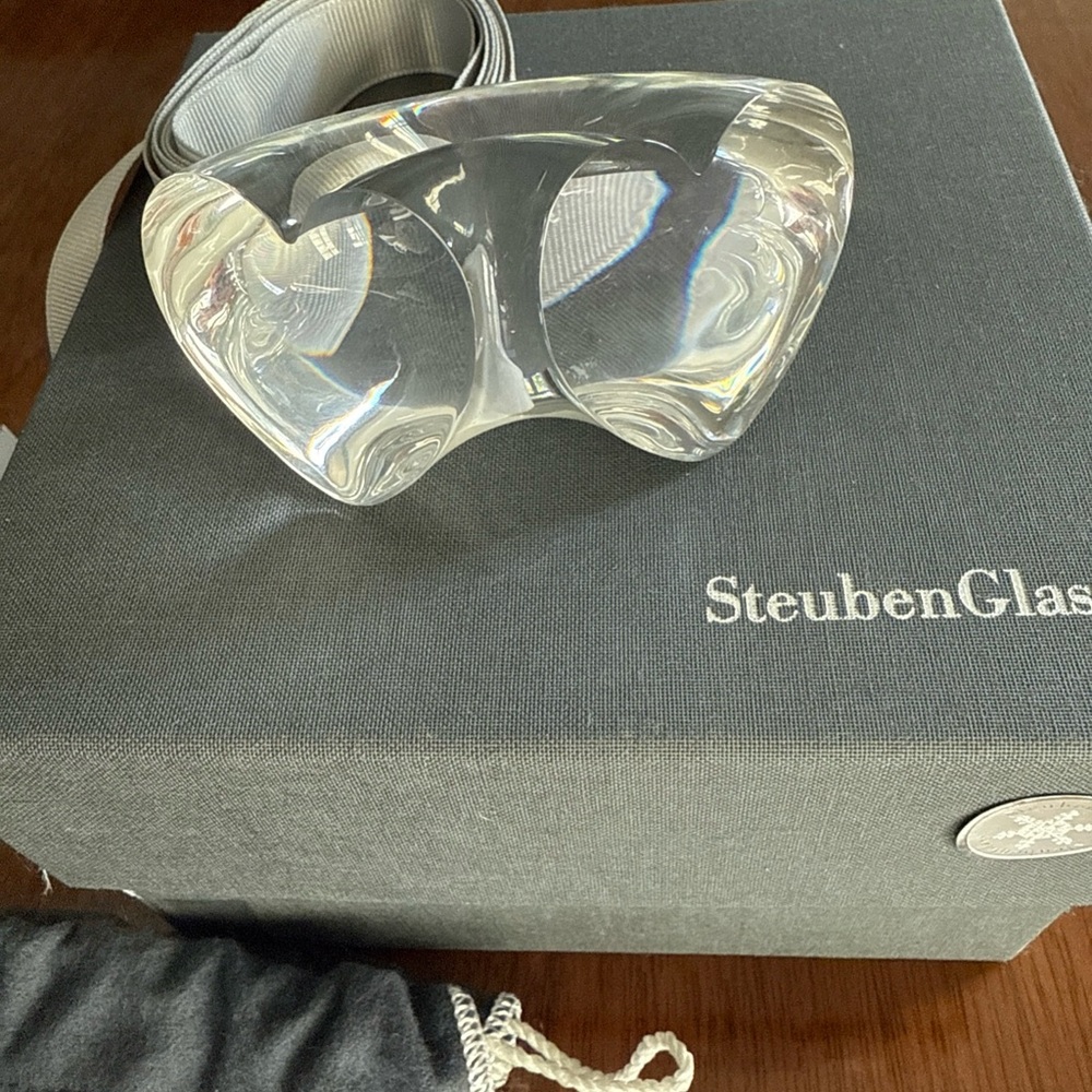 True Love-Two Hearts Steuben Figurine with pouch and box. Signed Steuben.